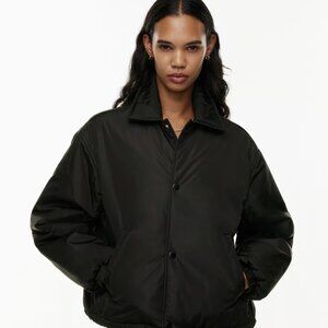Aritzia Tna Coaches Short Jacket – Black, Size L, Vegan Down (EUC)